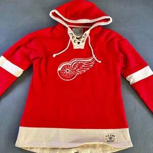 Old Time Hockey Detroit Red Wings Lace Up Jrsy Hoodie Red Newbury Col NHL W XL